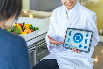 nutritionist, tablet, man, doctor, dietitian, advisor, food, nutrition, diet, screen, dx, digital...