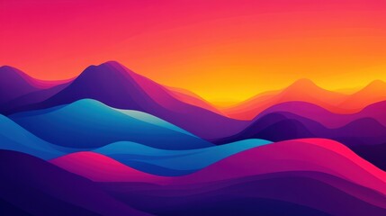 Abstract Sunset Over Layered Hills