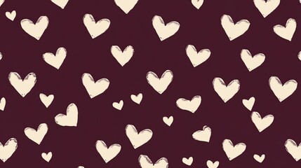 A pattern of various hearts on a dark background.