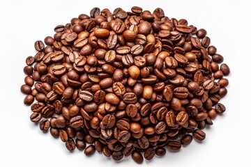 Fototapeta premium Aerial View of Isolated Coffee Beans, Roasted Coffee Beans Overhead Shot