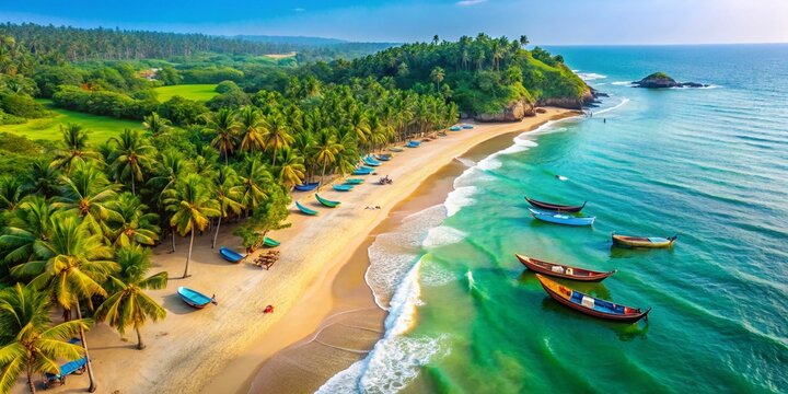 Aerial View of Kappil Beach, Varkala, Kerala - Serene Coastal Landscape