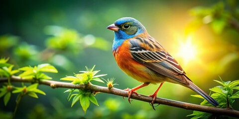 Aerial View of Ortolan Bunting in a Lush Green Park