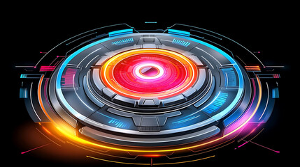 Futuristic digital interface with vibrant colors and glowing elements