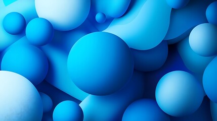 Complex blue 3D shapes combining with a rich, colorful background
