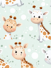 Adorable giraffes seamless pattern.