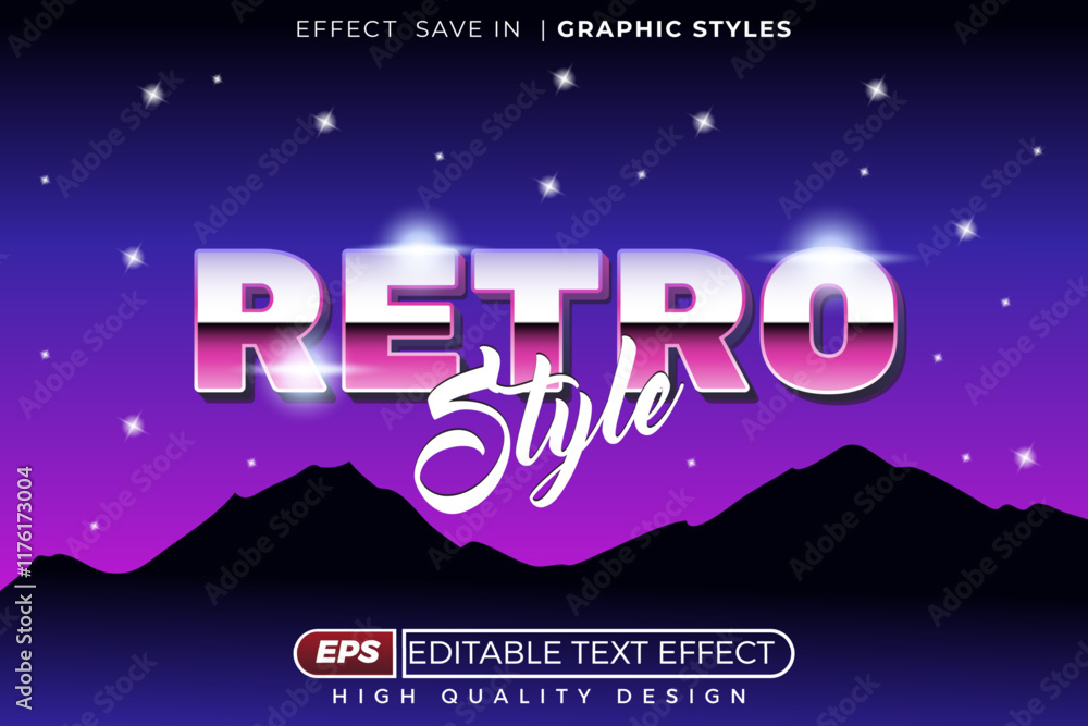 Poster editable 3d text effect retro style