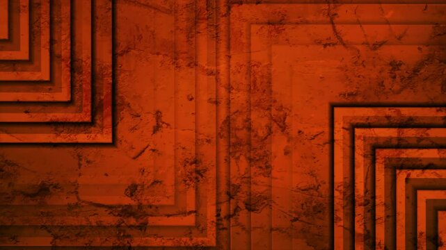 Bright orange pattern with arrows, grunge abstract tech background. Seamless looping geometric motion design. Video animation Ultra HD 4K 3840x2160