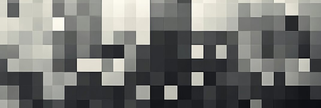 Abstract grayscale pixelated image.