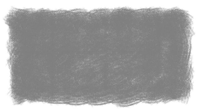 灰色のクレヨンで描いたもこもこの四角形/白い背景/黒板