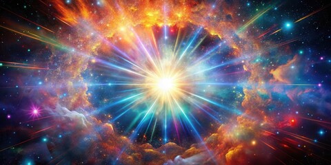 A Celestial Tapestry of Vivid Hues, Intertwined with Cosmic Radiance and Interstellar Dust