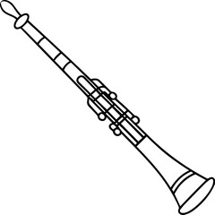 Black and White line art of an English Horn, vector illustration 