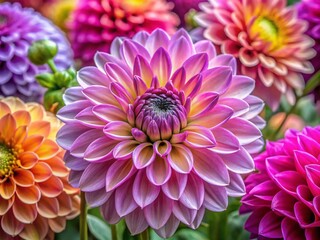 Obraz premium Aster and Dahlia Needle Flower Stencil: Intricate Floral Design, High-Resolution Stock Photo