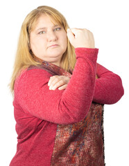 Confident Woman Making Feminist Gesture Symbolizing Strength and Empowerment