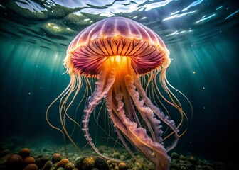 Black Sea Meduza: Ethereal Jellyfish in Murky Waters - Stock Photo