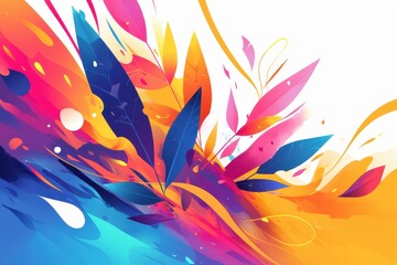 Obraz premium Abstract Colorful Floral Illustration with Swirling Shapes