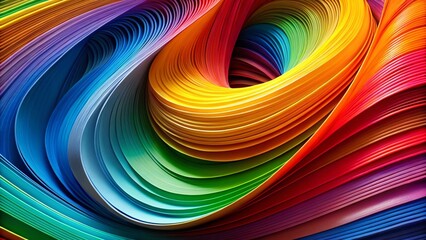 Fototapeta premium Bold Rainbow Colored Paper Revolving, Abstract Architectural Photography