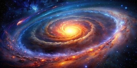 Obraz premium A Cosmic Dance of Colors and Light A Whirlwind of Celestial Dust and Stars, Illuminating the Vastness of Space