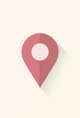 Fototapeta premium Minimalist Pink Map Pin Icon: Simple Geometric Design for Navigation and Location 