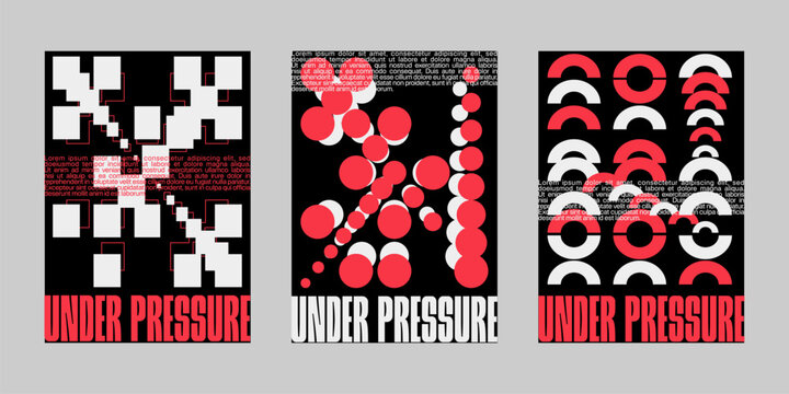 Brutalism poster for band and event. Analog punk poster set, Poster collection for print and social media. Flyer template set, Poster graphic design set