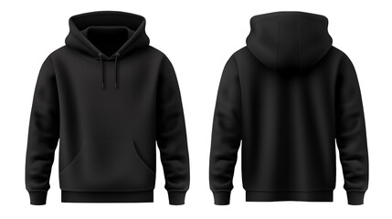Black Hoodie Mockup: Front and Back View for Apparel Design and Branding Projects