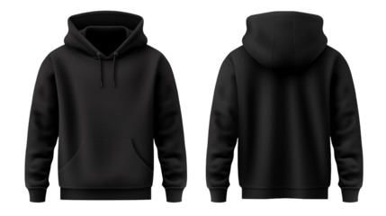 Black Hoodie Mockup: Front and Back View for Apparel Design and Branding Projects