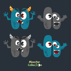 H and h, Alphabet Monster Collection with Fun and Spooky Cartoon Letters
