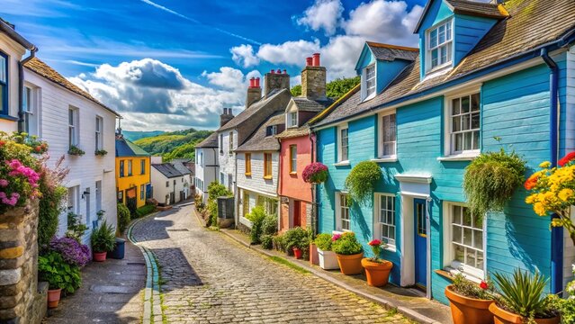 Charming St Mawes Street Scene, Roseland Peninsula, Cornwall, UK