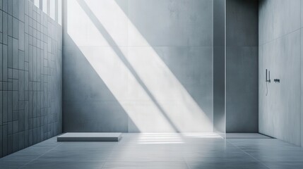 Obraz premium A large, empty room with a window that lets in sunlight