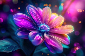 Fototapeta premium A Close-Up of a Vibrant Purple and Blue Flower with a Blurred Background