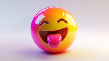 Colorful 3D Emoji Face with a Playful Expression and Sticking Out Tongue, Bright and Vibrant Design for Fun and Creative Projects