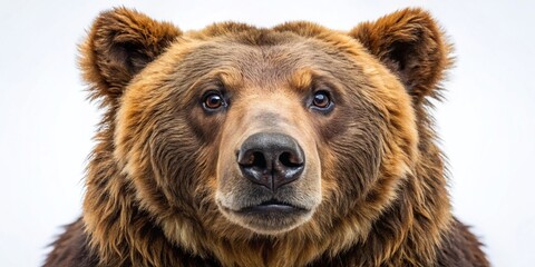 Fototapeta premium Close-up of Kamchatka Brown Bear Taxidermy, White Background - Wildlife Photography