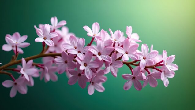 Soft Pink Blooms against a Serene Green Backdrop - Symbolizing fresh starts, joy, and elegance, ideal for Spring themed campaigns, greeting cards, and web design,