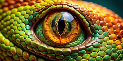 Obraz premium Close-Up Snake Eye: Reptilian Gaze, Detailed Texture, Rule of Thirds Composition