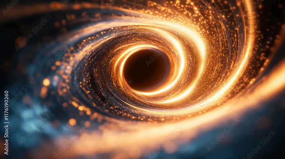 Aufkleber cosmic black hole with glowing light spiral in deep space representing the mysteries of universe and