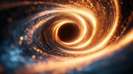 Cosmic Black Hole with Glowing Light Spiral in Deep Space Representing the Mysteries of Universe and Astrophysics in Stunning Visual Representation