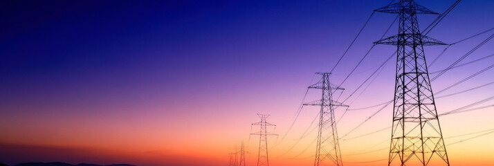 Fototapeta premium Sunset silhouette of pylon