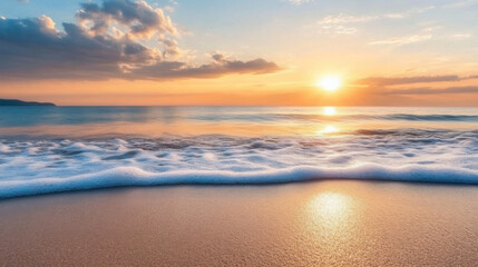 Obraz premium wave and sunset on a background a sea