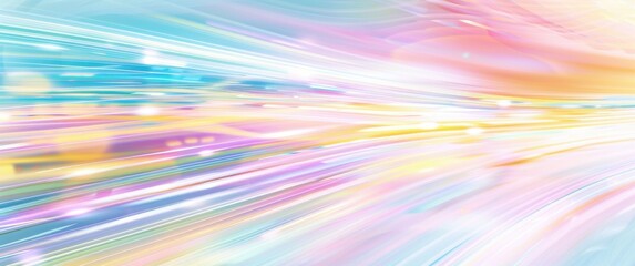 Fototapeta premium Pastel Light Streaks, Abstract futuristic digital landscape with ethereal glow and soft color gradients.