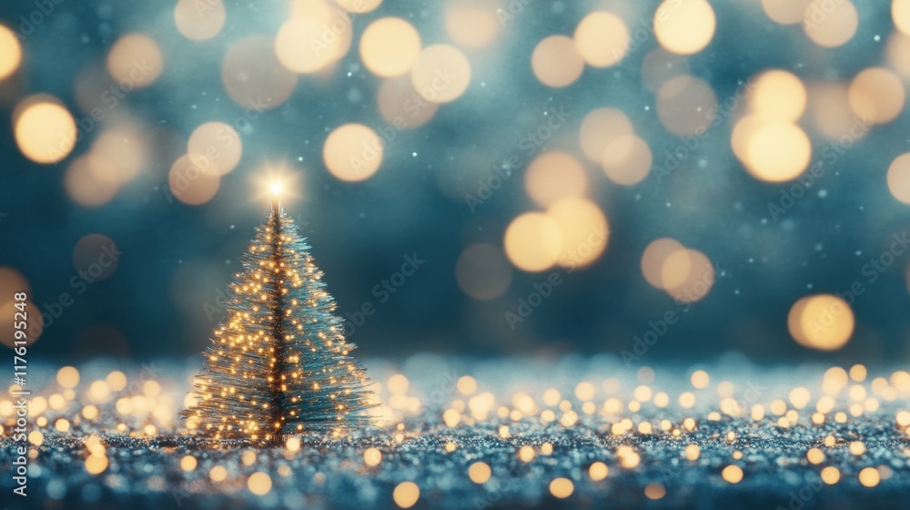 Poster sparkling lights create an enchanting atmosphere with a glowing abstract christmas tree centerpiece 