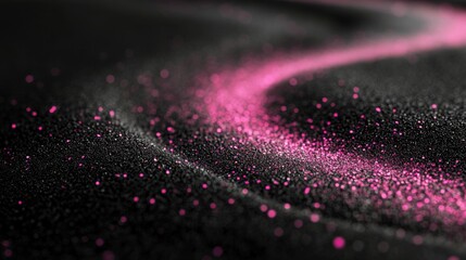 Abstract Pink Glitter On Black Wavy Surface