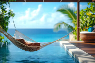 Relaxing hammock by the poolside