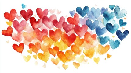 A vibrant watercolor heart pattern showcasing love and warmth in an artistic design. Perfect for celebrating emotions and relationships.