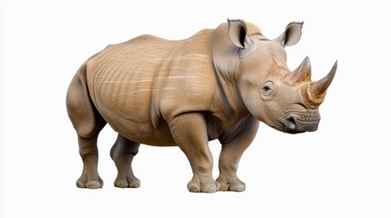 Fototapeta premium A realistic 3D rendering of a rhinoceros on a white background.