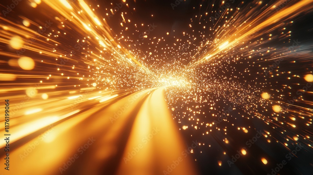 Aufkleber abstract depiction of golden light particles flowing in a dynamic motion, representing a sense of sp