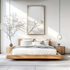White Bedroom style Scandinavian interior design of modern
