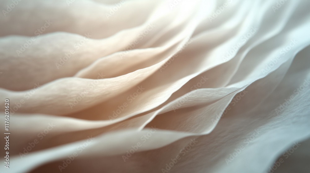 Poster soft white paper waves form an abstract texture with flowing shapes and subtle light play, evoking t