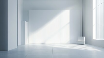 Bright and Minimalist Indoor Space with Soft Natural Light and Empty White Walls Ideal for Creative and Modern Design Projects