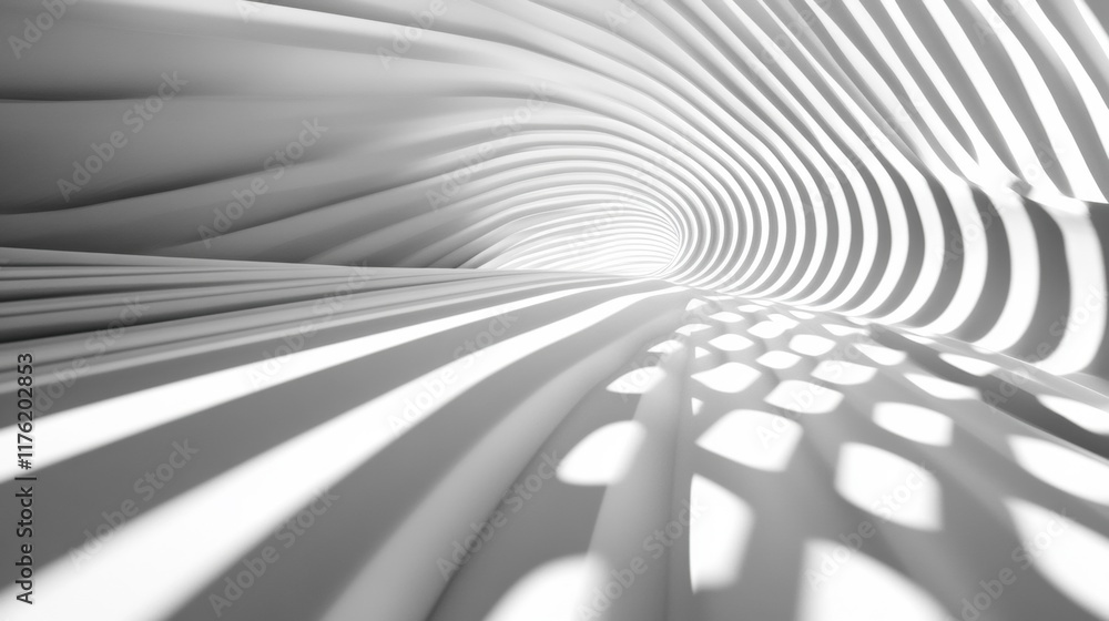 Poster a tranquil setting featuring smooth white undulating forms creating soft waves and delicate shadows,