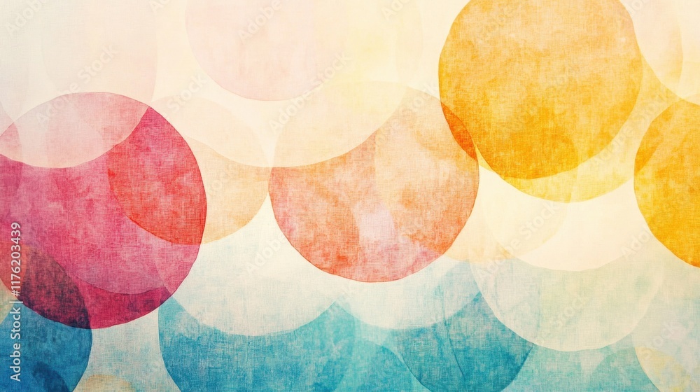 Poster abstract representation of colorful spheres blending together, showcasing vivid colors and geometric