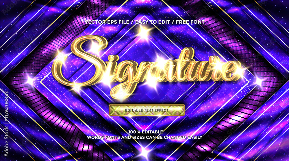 Poster signature 3d text effect style